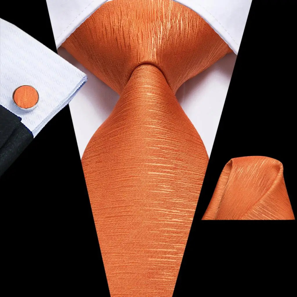 Solid Gold Yellow Ties Men Handky Cufflinks Fashion Men's Tie Wedding