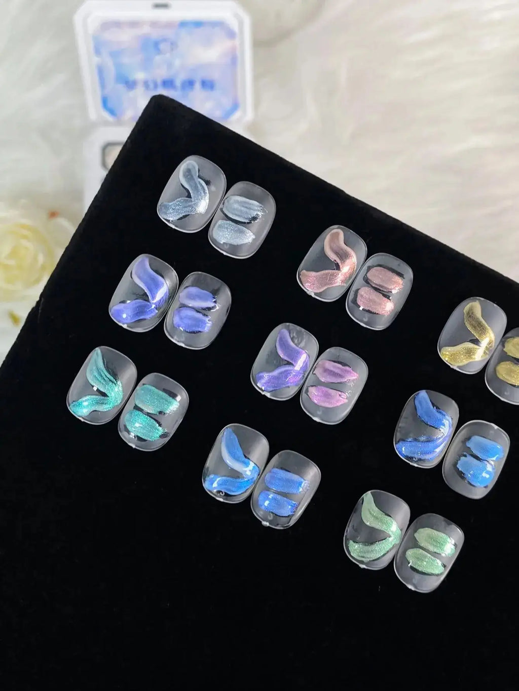 9 Colors Aurora Pearl Effect Solid Adhesive Gel Nail Polish Gradient Qme