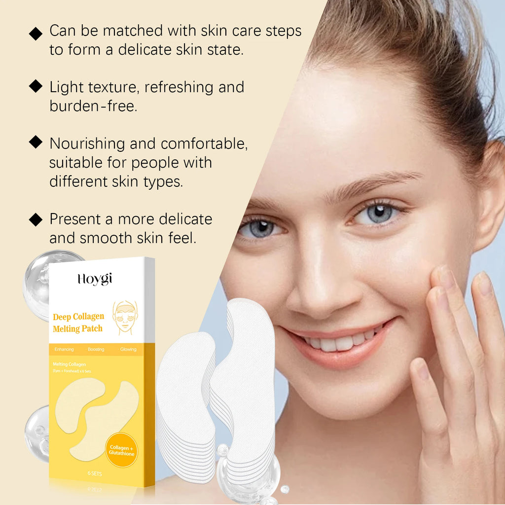 Collagen Protein Water Soluble Patches for Forehead Eye Area Absorbable Elasticity Firming Moisturizing Essence Patch Face Care Qme