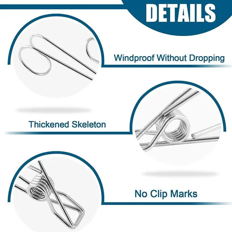 10pcs long tail metal hanging clothes clip with hook, suitable for outdoor, kitchen and office clothing hanging Qme