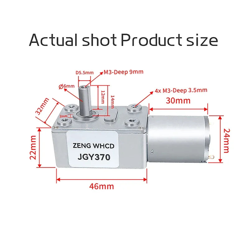 DC 12V Reduction Motor Electric Drive Motor 10RPM 18RPM 30RPM 40RPM 68RPM 90RPM Qme