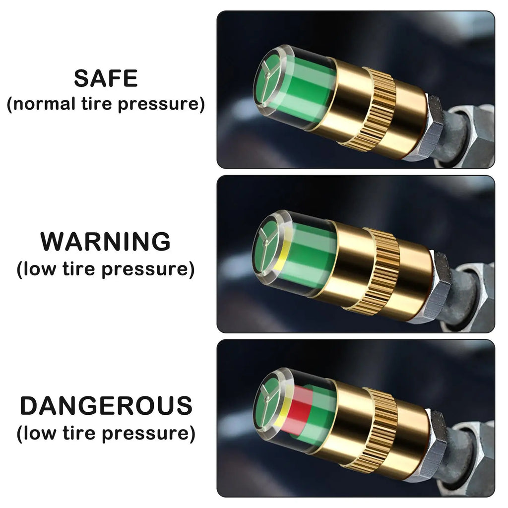 Cars Tire Air Pressure Monitor Alert 4Pcs/set Indicator Tire Valve Cap Gauge Car Accessories Car Tyre Pressure Gauge Caps Usefu Qme