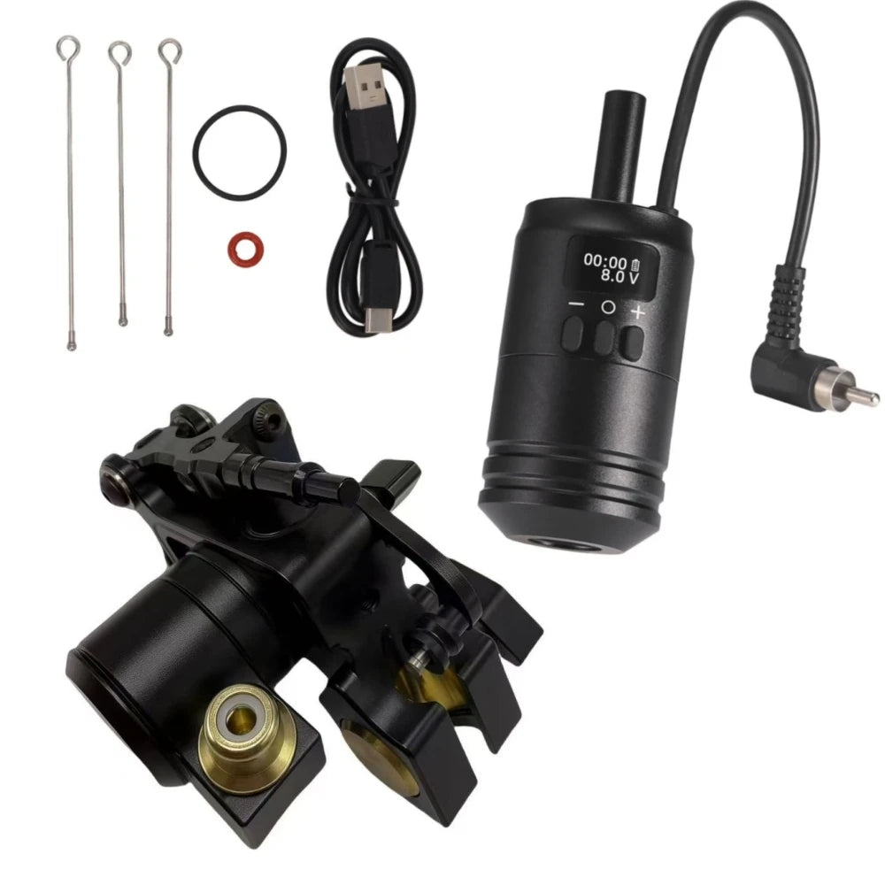 2026 NEW V6 PRO Direct Drive Rotary Tattoo machine Custom Powerful Coreless Motor Adjustable Stroke 3-5mm Tattoo Gun Qme Black Set
