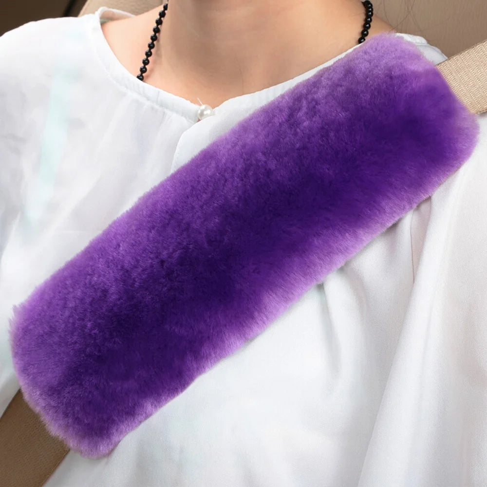 Car Seat Belt Cover Shoulder Warmer Pad Seatbelt Accessories Interior Qme Purple