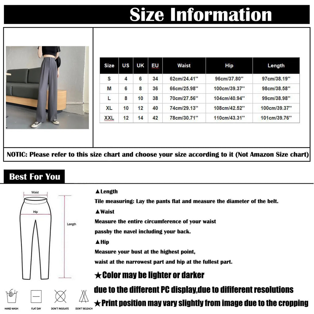 Solid Color High Waist Casual All-match Spring And Summer Daily Basic Commuting Suit Fabric Wide-leg Straight Pants For Ladies Qme