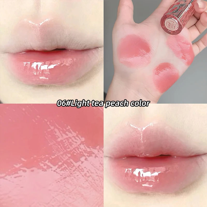 Gegebear Glass Crystal Translucent Lip Glaze Moisturizing Mirror Qme GX1156-06