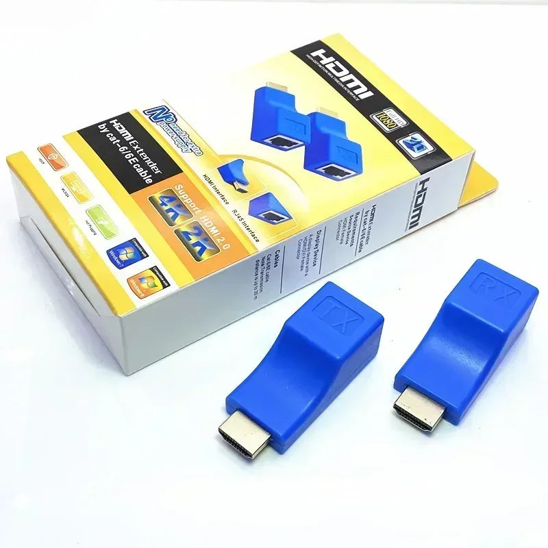 1080P HD 4K HDMI-compatible Extender RJ45 Ports Network 30M to RJ45 Over CAT5e / 6 UTP LAN Extender Cable Adapters Qme