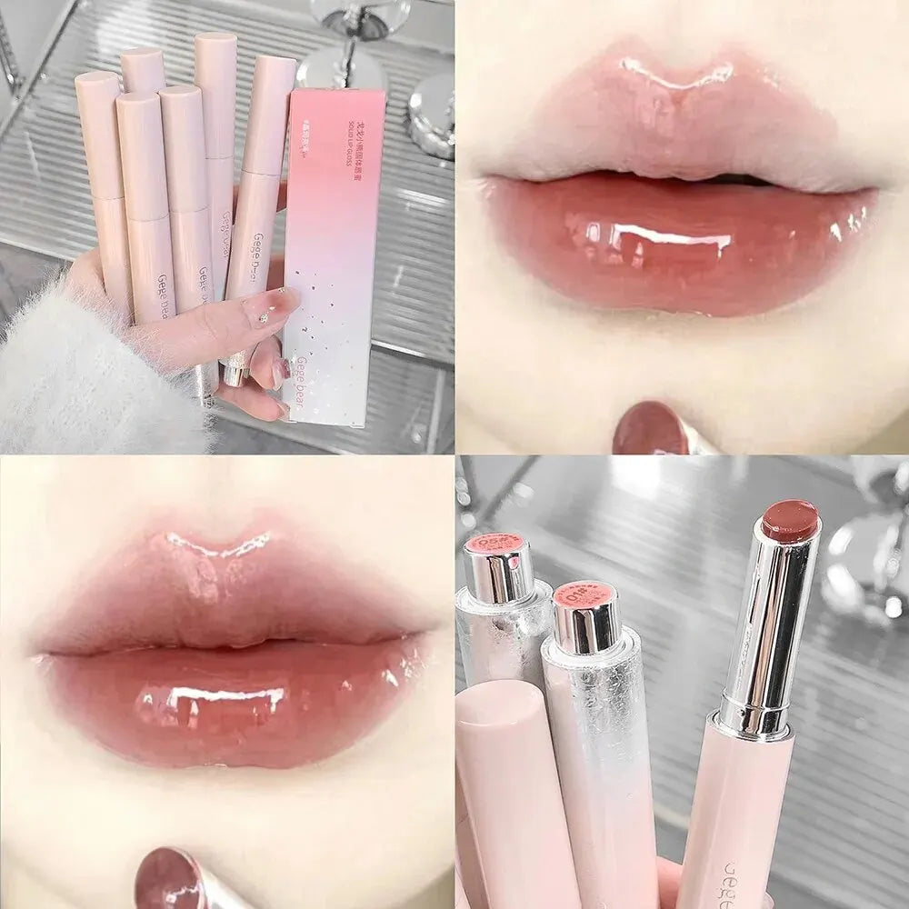 Snowy Design Solid Watery Lipstick Mirror Moisturizing Nourishing Lip Qme