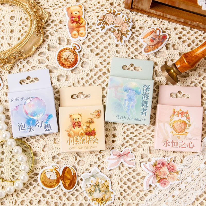46 pcs Kawaii Fairy Tale World Decorative Boxed Stickers Scrapbooking Label Diary Sticker Stationery Album Phone Journal Planner Qme