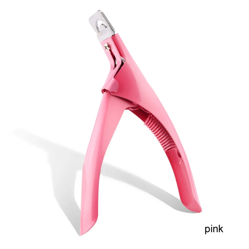Stainless Steel U Shaped False Nail Cutter Professional Acrylic Nail Tip Trimming Clipper Multipurpose Manicure Salon Care Tool Qme Pink