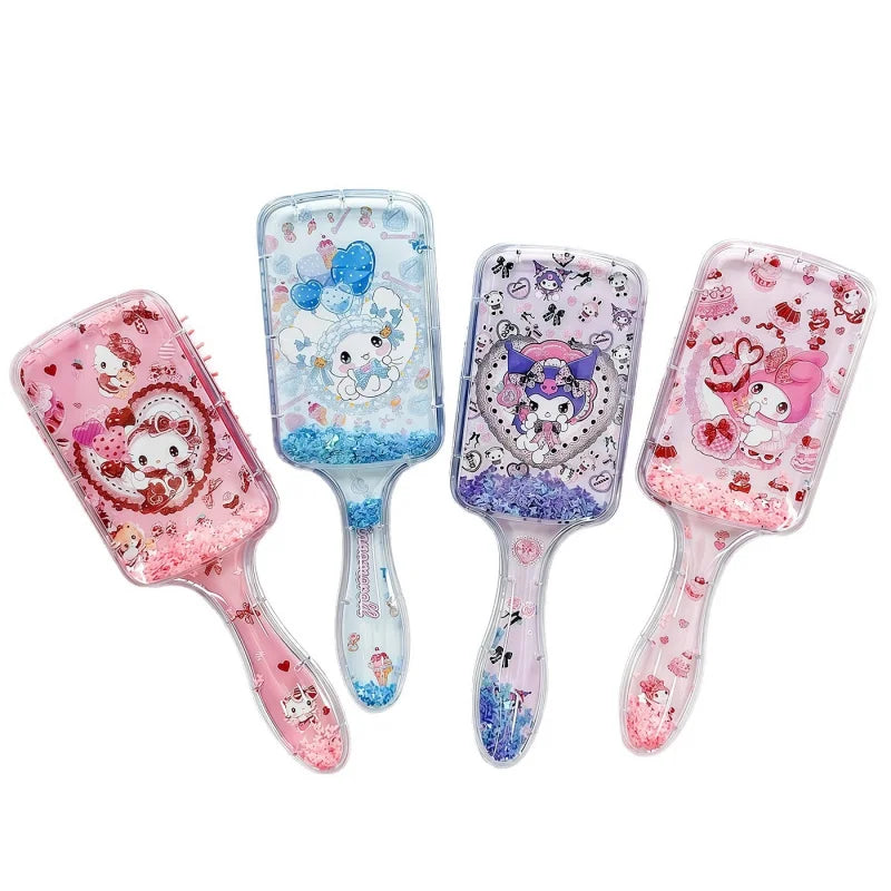 Hello Kitty Kuromi Glitter Cushion Comb Shake-Shake Air-Cushion Comb Cute Hair-Smoothing Comb Qme