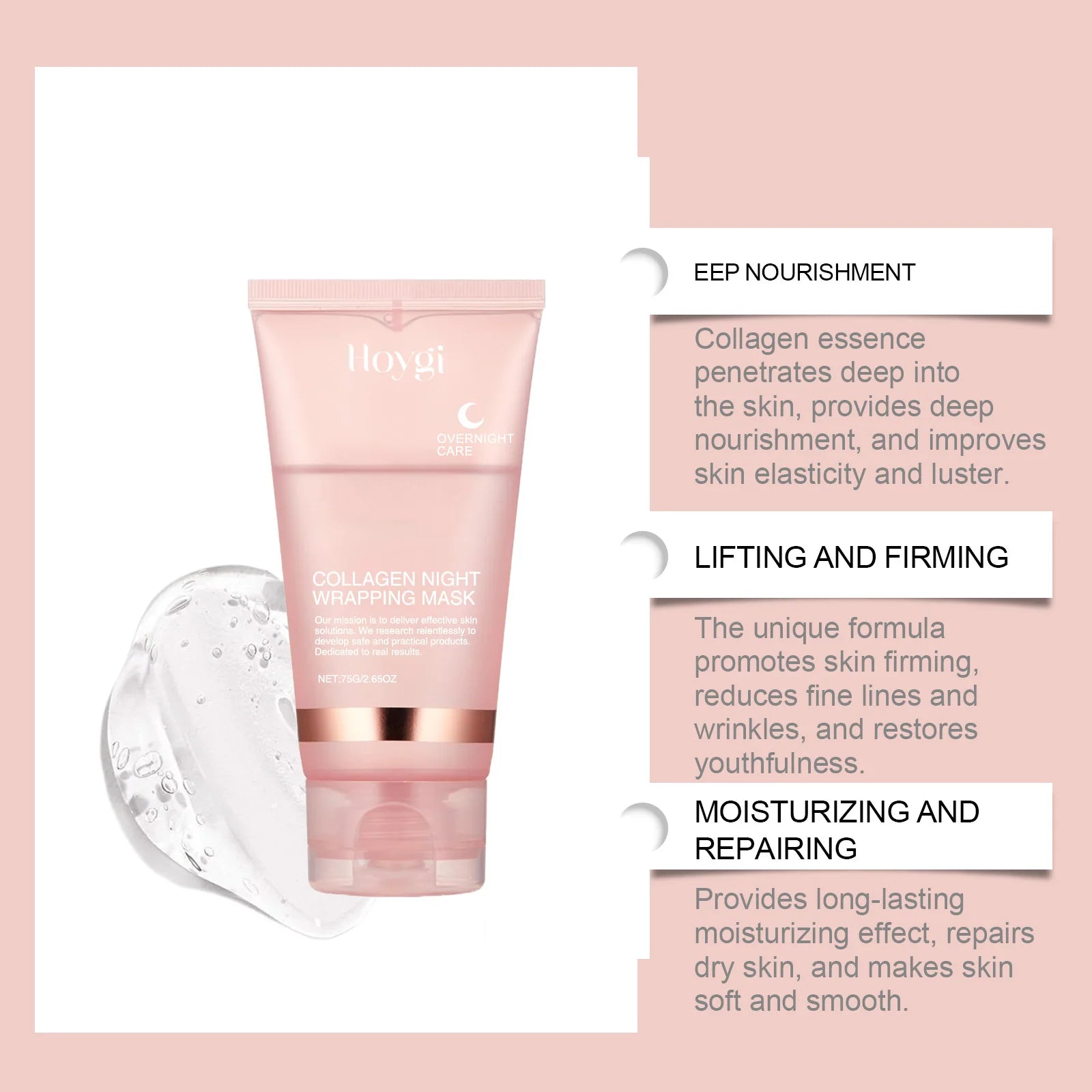 Collagen Overnight Wrapping Peel Off Facial Mask Set Korean Collagen Night Wrapping Mask Deeply Hydrates Night Care Mask Cream Qme