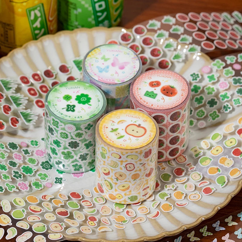 60mm*2m Cartoon food patterns Japanese Stationery stikcers PET Tape For Scrapbooking Planner Journaling Supplies Masking Tape Qme