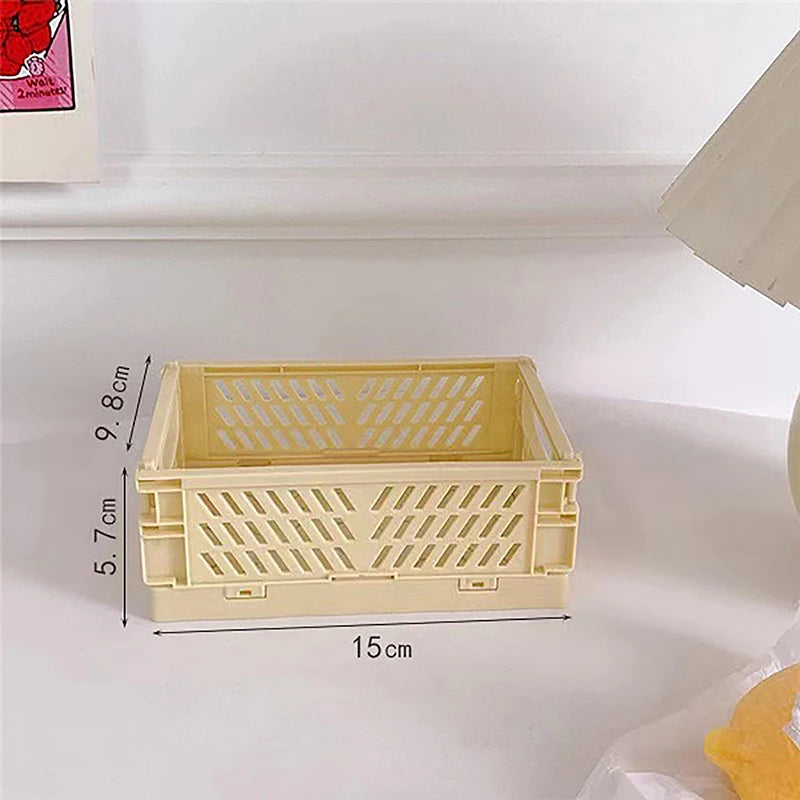 Desktop Holder Home Use School Desk Storage Box Collapsible Crate Qme Yellow