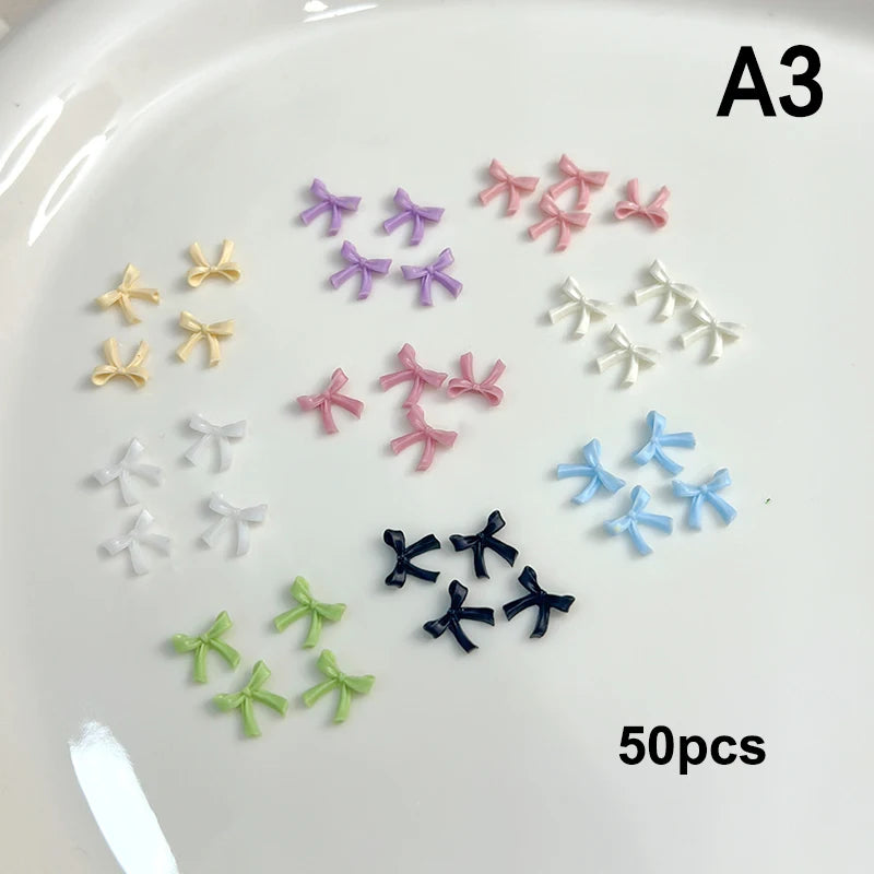 Chic Trendy Manicure Look Ribbon Bowtie Nail Charms Light Luxury Qme A3