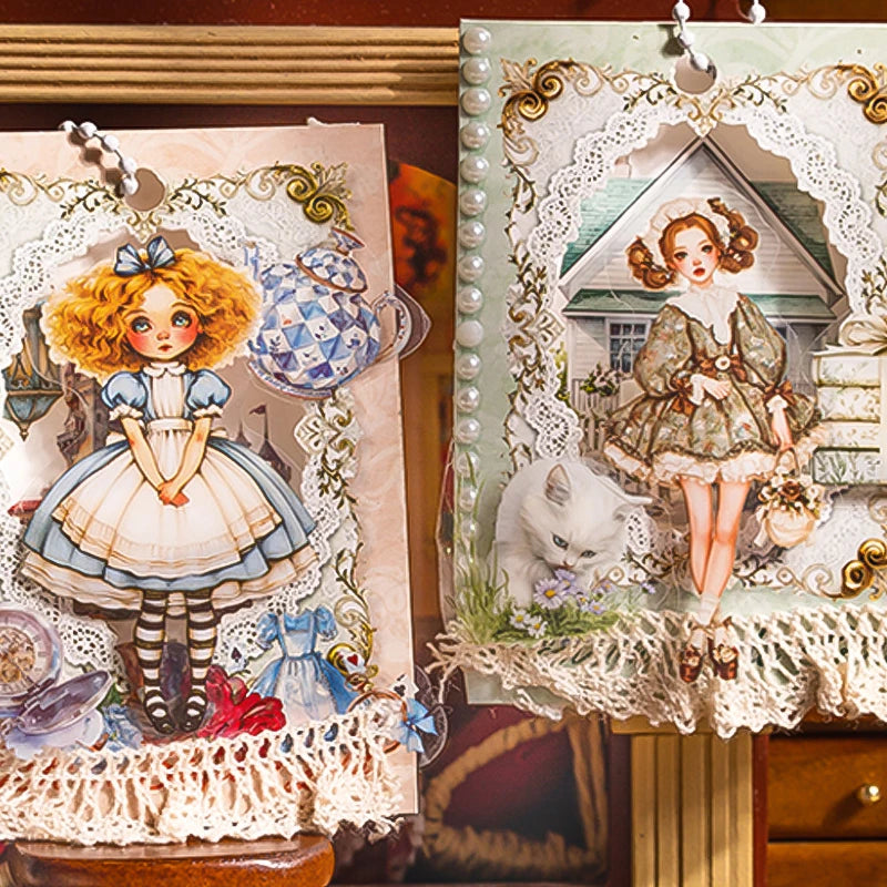 4 Bags Sweet Lolita Dress Girl Sticker Pack, Retro Victorian Style, Detailed Designs for Journal Scrapbooking & Crafts Qme