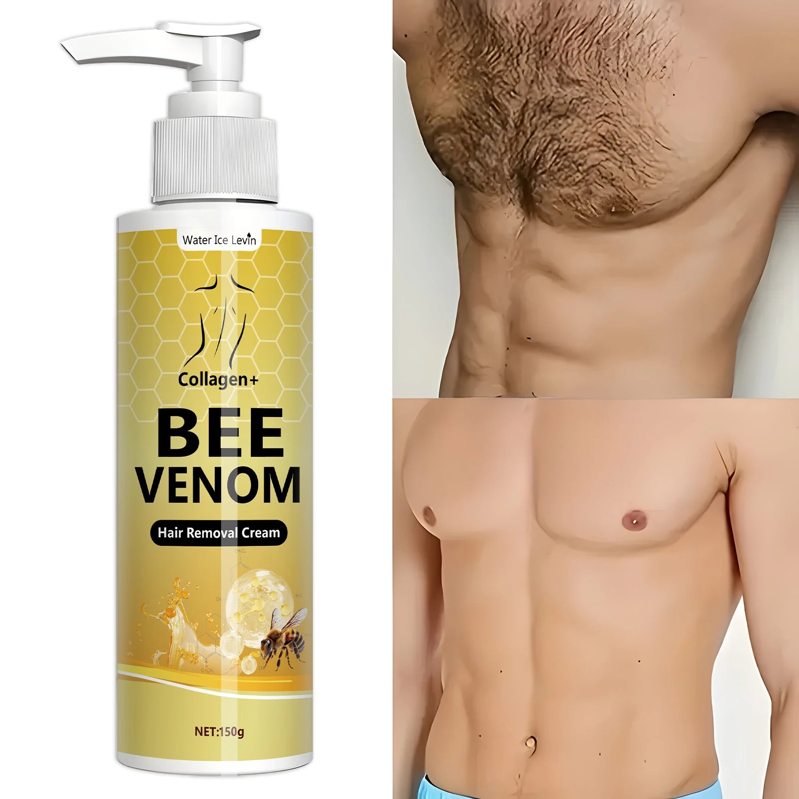Lemon Bee Venom Hair Removal Cream, Used to Remove Hair from Areas Such as Beards and Underarms, Bikini Areas, with a Gentle Formula Suitable for All Skin Types Qme