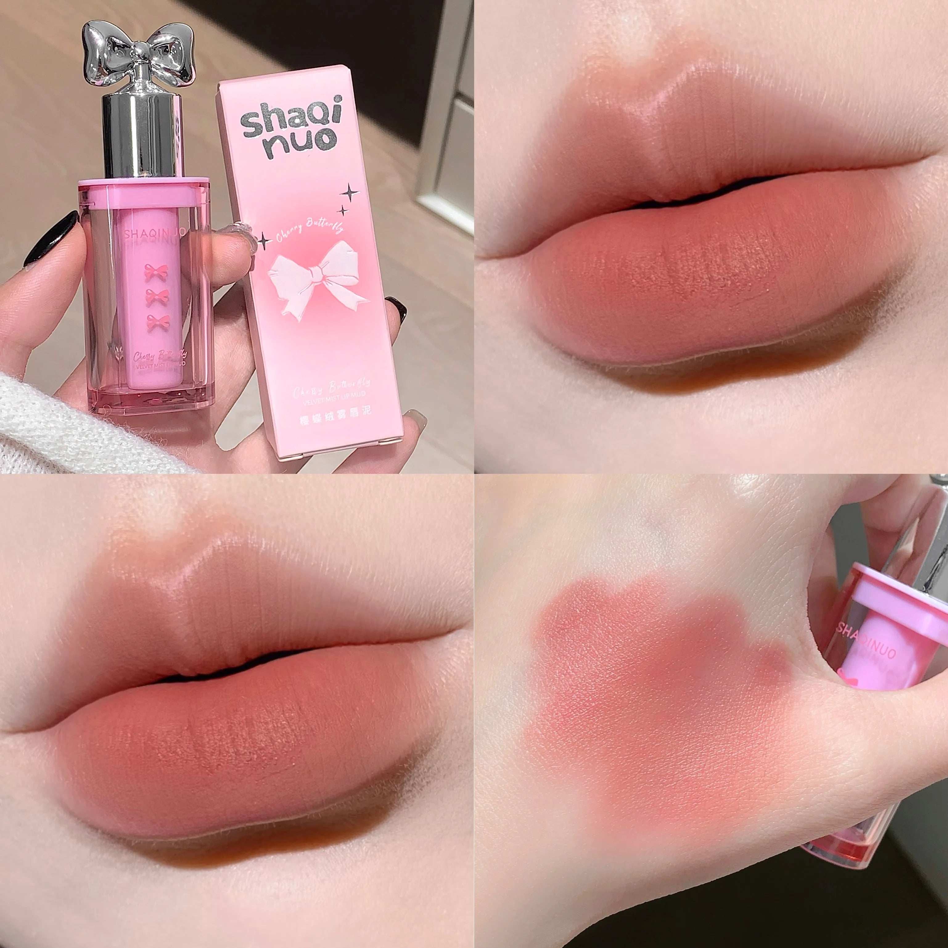 SHAQINUO Matte Velvet Lip Mud Cute Bow Cream Waterproof Clay Qme S9113-01