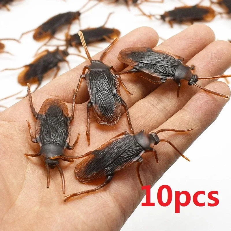 5-50Pcs Halloween gadget Plastic Cockroaches Joke Decoration Props Rubber Toy Gags Practical Jokes Toys Plastic Bugs Cockroach Qme Cockroach-10pcs