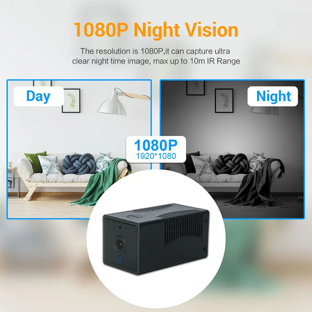 ESCAM G17 1080P Mini Wifi Camera Small Rechargeable Battery Powered Wireless CCTV Security Surveillance Camera Night Vision Cam Qme