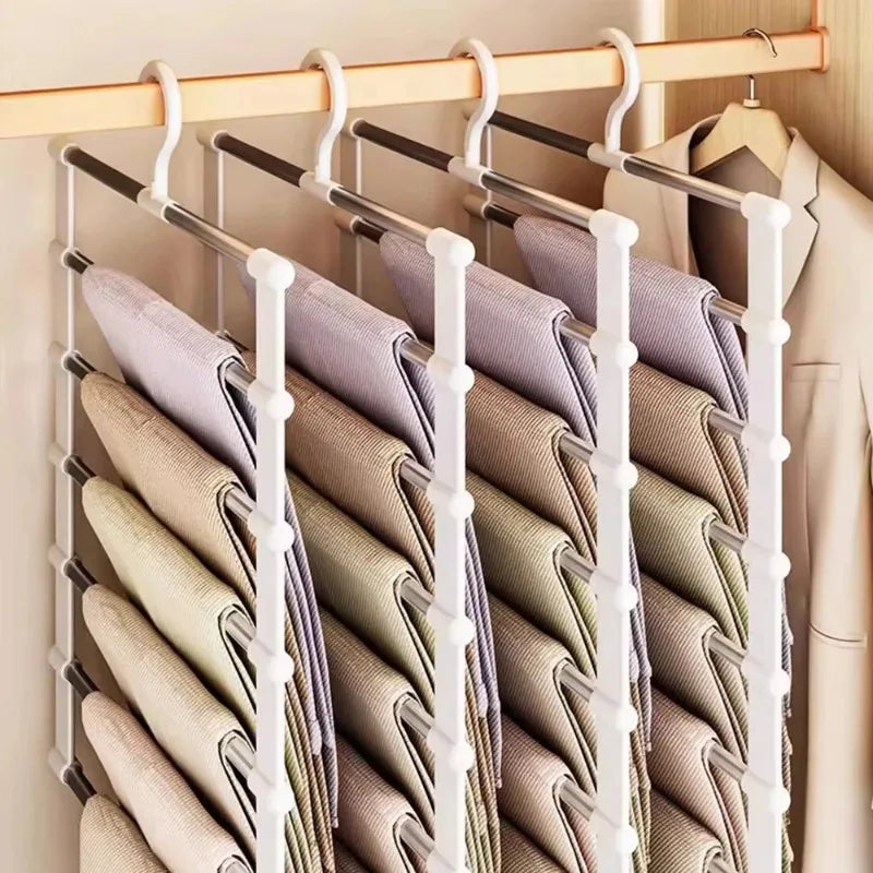 Multi-layer Pants Hanger Foldable Space Saving Clothes Rack Non-slip Qme