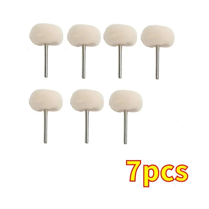 7Pcs Mini grinding sanding head abrasive disc felt 3mm Shank buffing wheels metal Polish Brush Drill Rotary Tool Accessories Qme 3mm Shank 7pcs