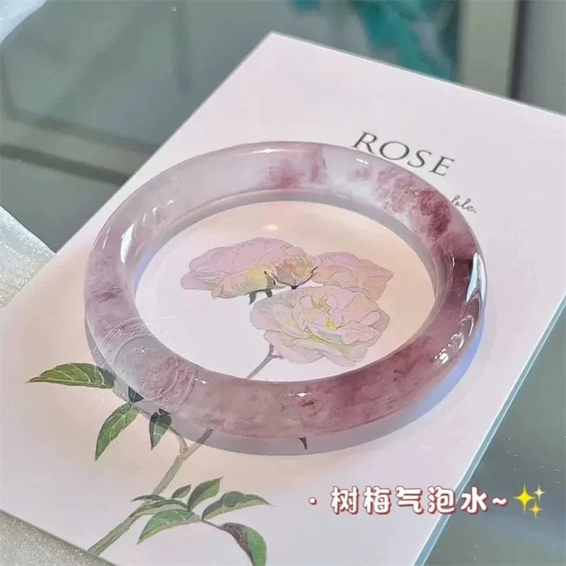 Beautiful Guifei Round Strip Thick Glass Anti Jade Ice Penetrating Bangle Bracelet Ancient Palace Hanfu Jewelry Accessories Qme
