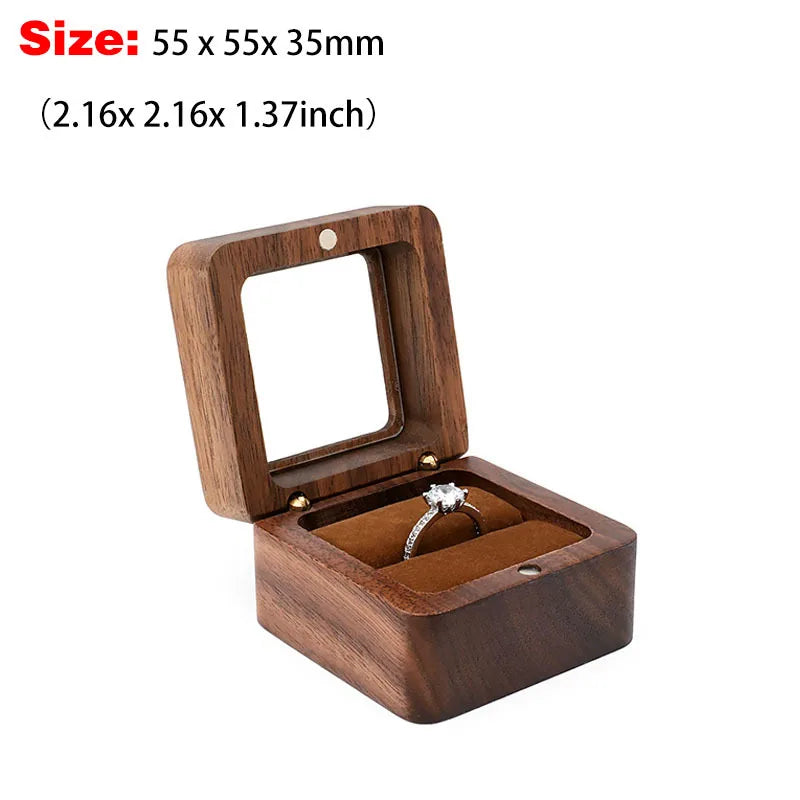 Premium Solid Wood Jewelry Organizer (Black Walnut) - Jewelry Display for Earrings & Couples Rings Jewelry Case Valentine Gift Qme Windowed Brow Single