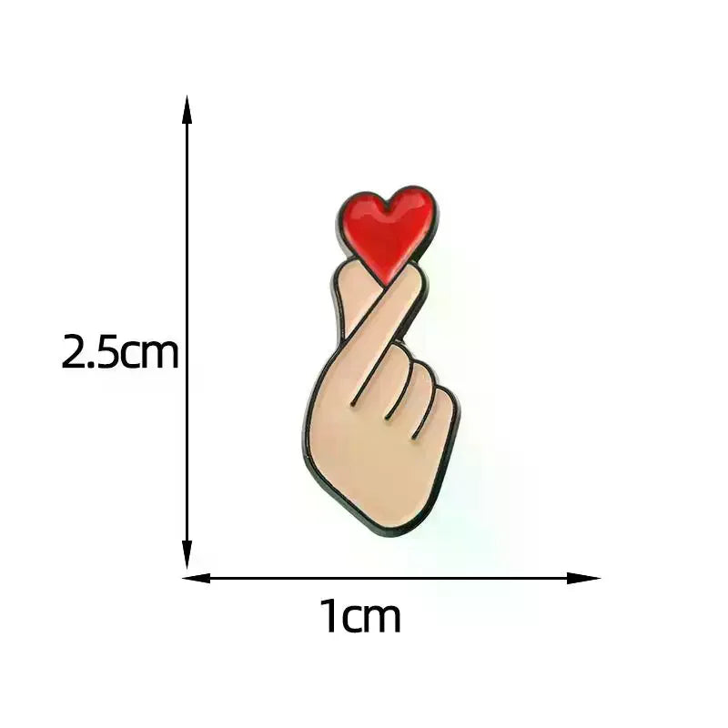 Sign Language Enamel Pin - Cute Hand Gesture Lapel Badge & Brooch Jewelry Gift for Lover, Friends and Family Qme