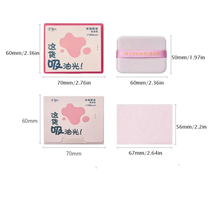 100Sheets Oil-absorbing Paper Mirror Case Puff Portable Oil-holding Qme