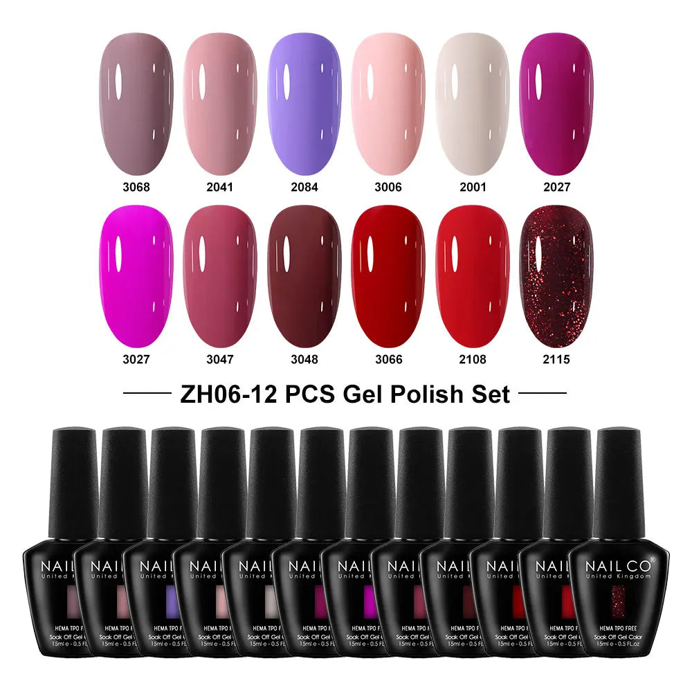 NAILCO Summer Macaroon Gel Nail Polish Semi Permanent UV Soak Off Art Qme NC-12H-ZH06