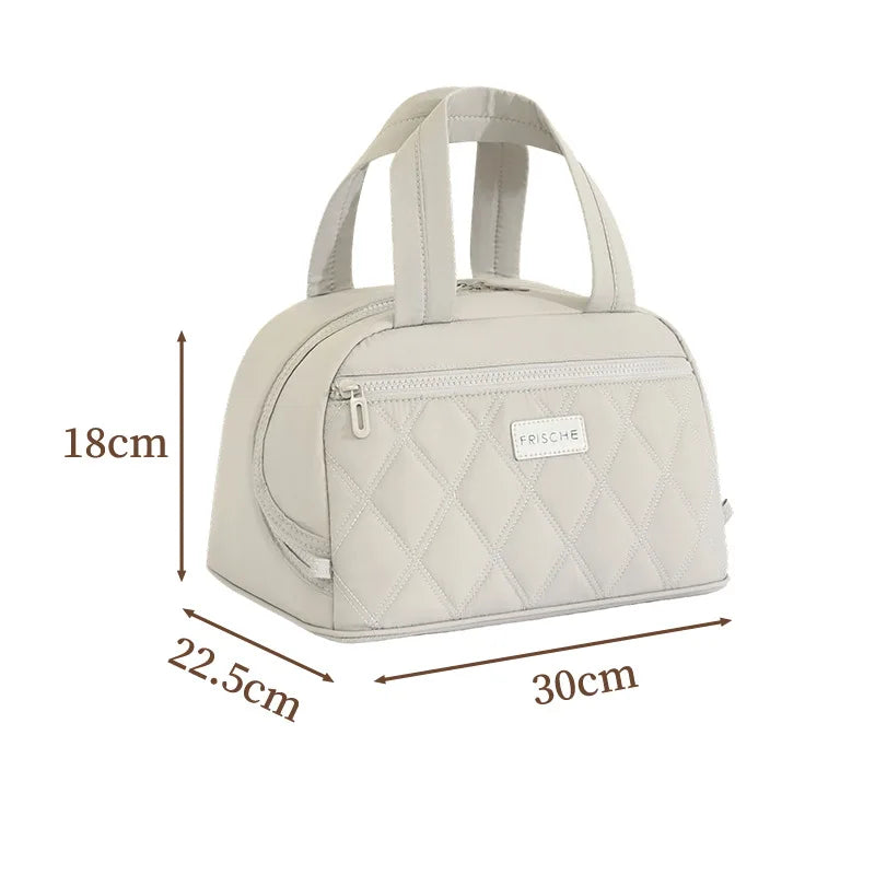 Hot Sale Large Lunch Bag Women Waterproof Concise Convenient Fresh Cooler Bags Thermal Breakfast Food Box Portable Picnic Travel Qme LB-Grey