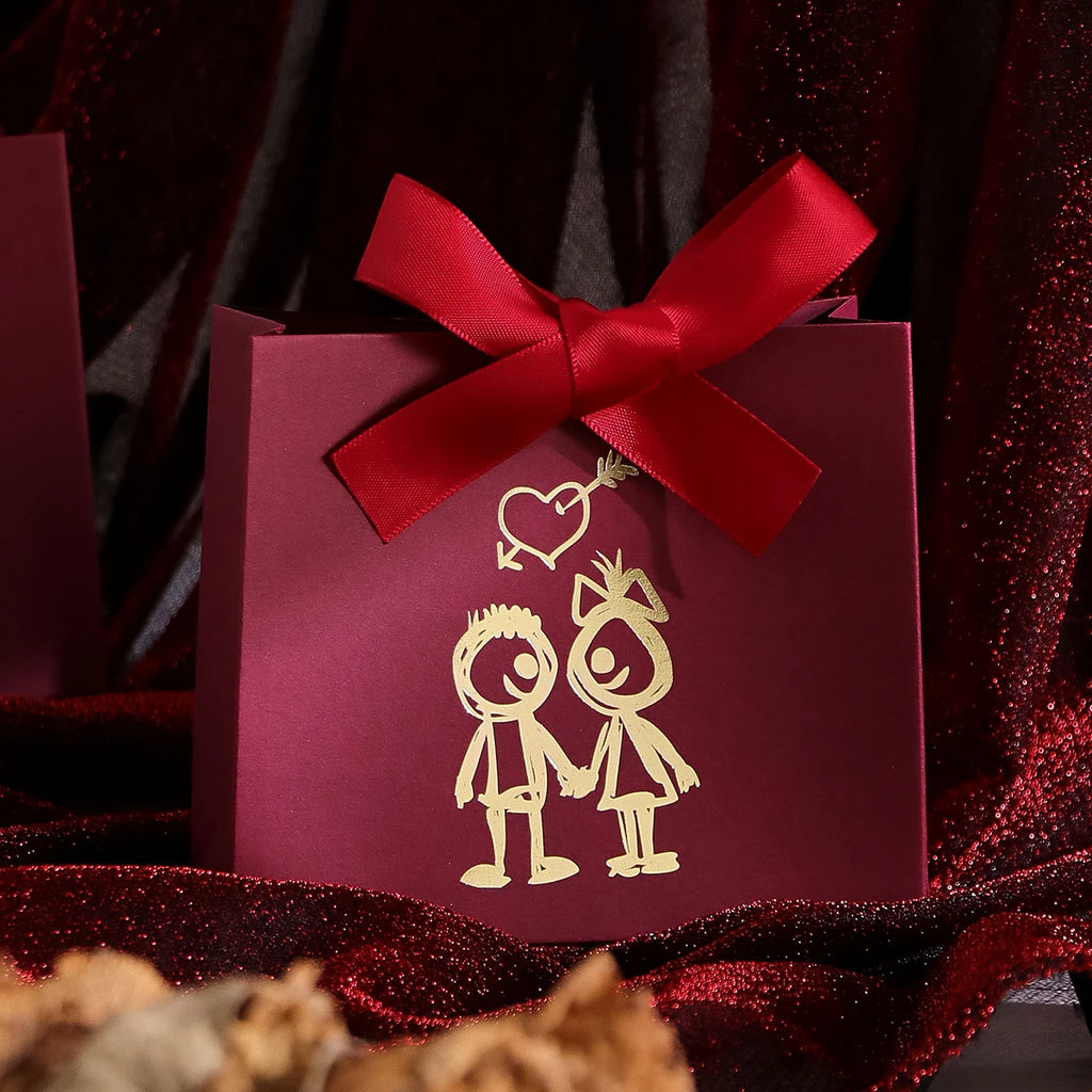 10-Piece Cute Mini Gift Box Set - “Couple Figures” Design Is Perfect for Candy, Chocolates and Small Gifts - Ideal for Valentine Qme