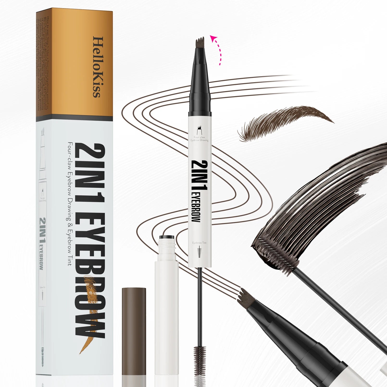 Waterproof Eyebrow Pen 2-in-1 Eyebrow Pencil And Tint Microblading Eyebrow Pencil with 4 Split Head for Perfect Brows Qme