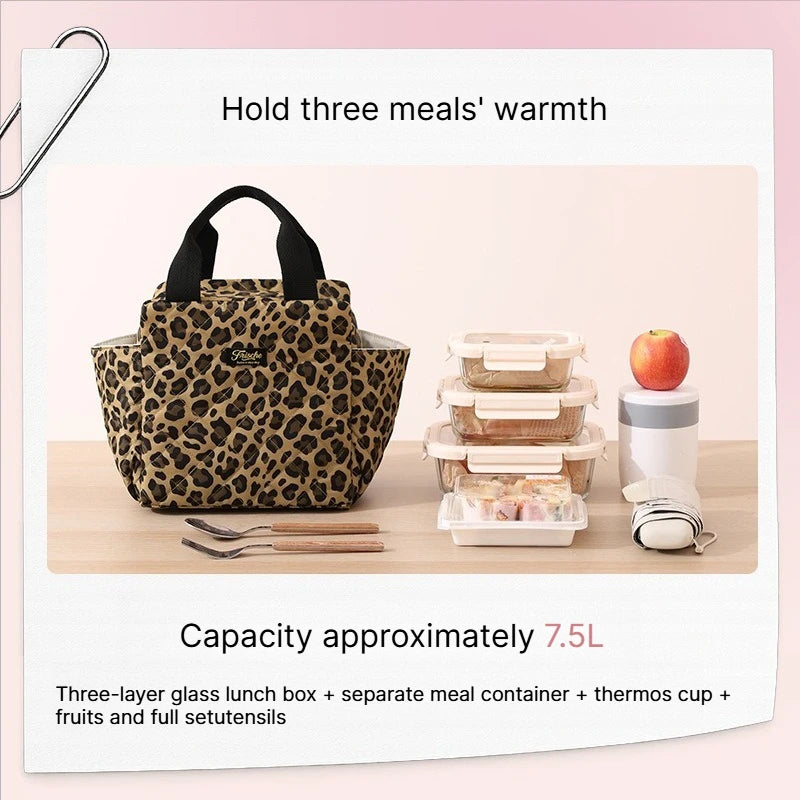 B Large Capacity Insulated Lunch Bag Portable Fashion Thermal Cooler Tote For Office Commuting Picnic Outdoor Daily Use Qme