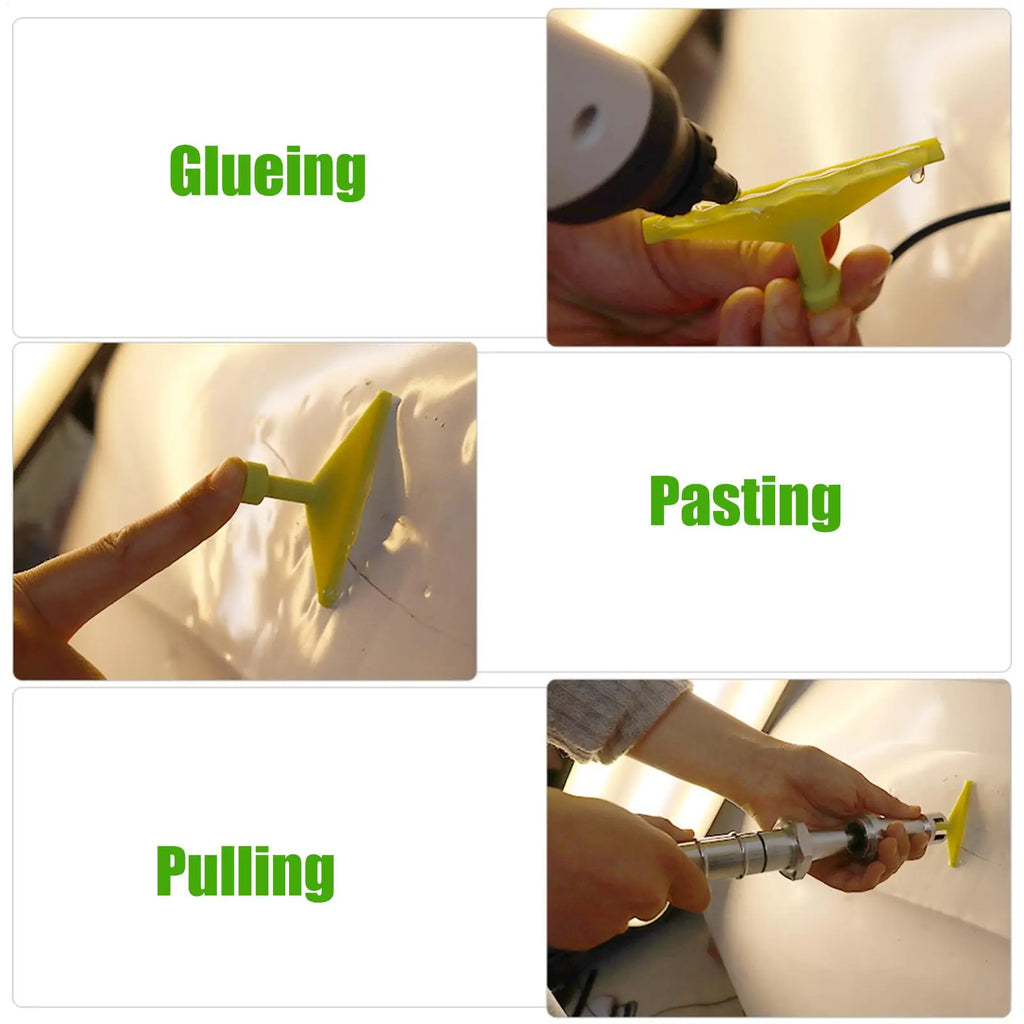 1set Dent Removal Puller Tabs 10-pieces No Paint Dent Repair Glue Tabs Vehicle Body Repair Hailstone Damage Fixing Tools Qme