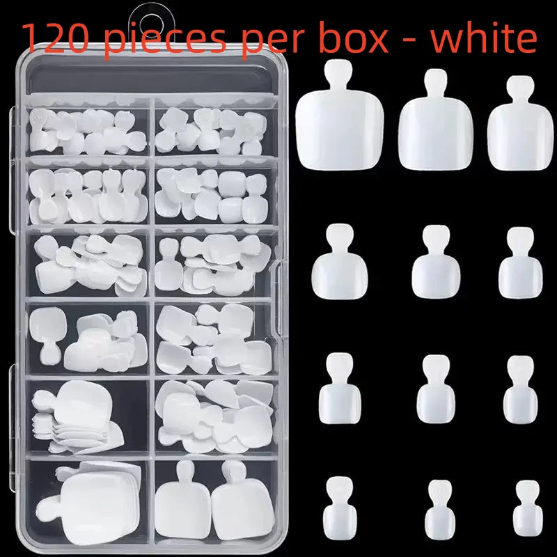 French White Short Toenail Tips Natural Seamless Press On Fake Toe Nails Full Cover Short Square False Toenails for Pedicure Qme 120pcs white