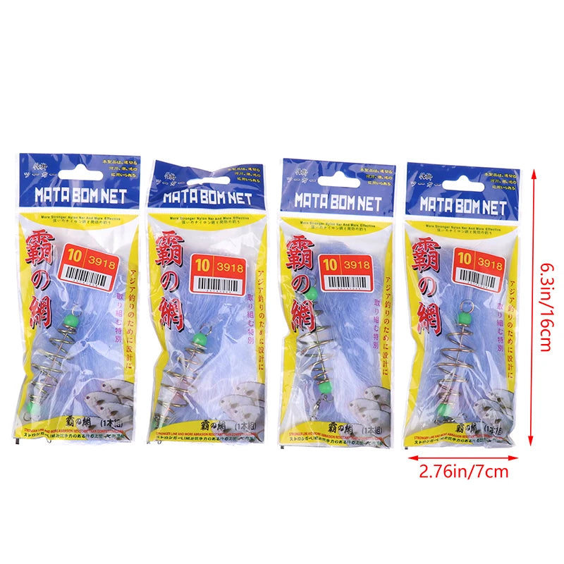 Lots Durable Fish Bait Net Nylon Folding Fishing Spring Luminous Qme