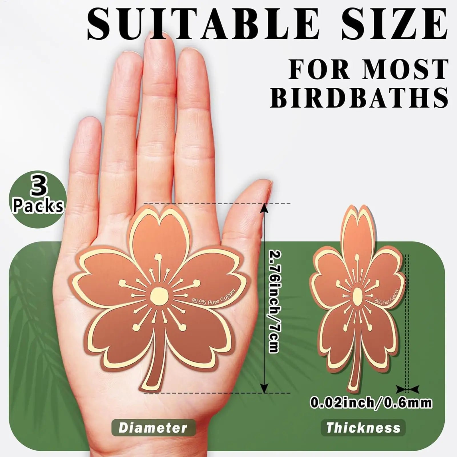 Bird Bath Copper Disk Water Cleaning Maintenance Plate Purification Qme