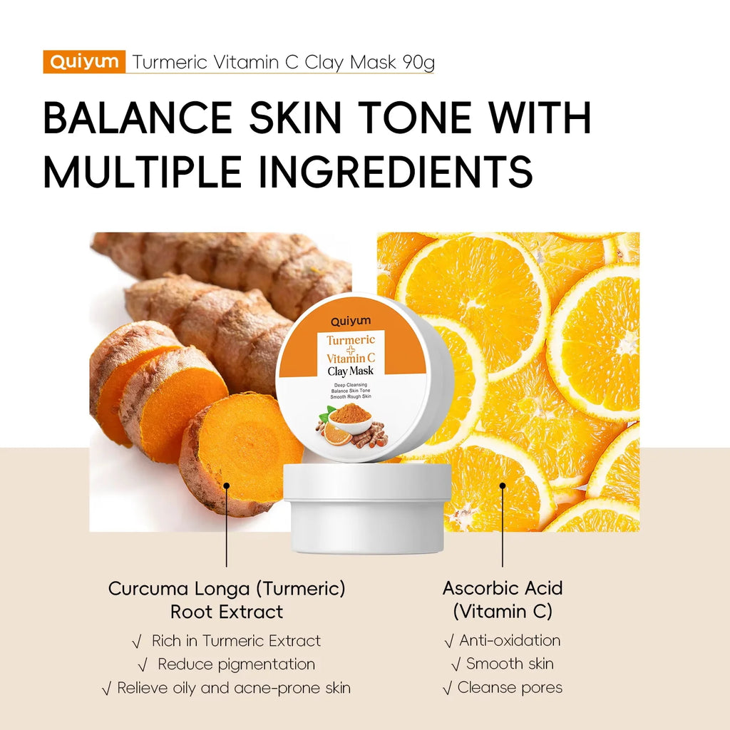 Turmeric Mud Mask Cleansing Pore Vitamin C Mud Mask Eliminate Pimples Inhibit Melanin Exfoliating Shrink Pores Face Skin Care Qme