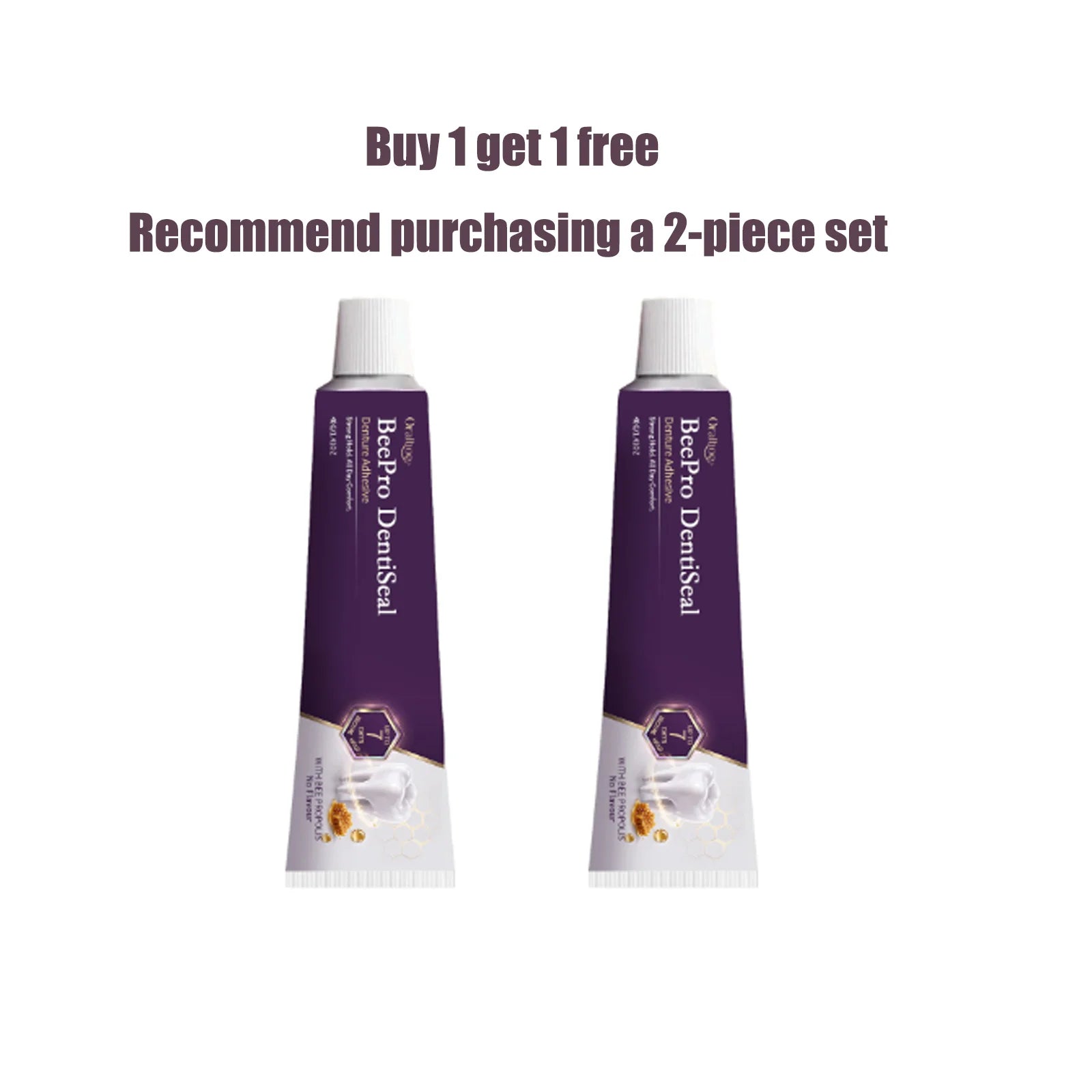 Oralhoe Beepro Dentiseal Denture Adhesive Long-Lasting Hold Gap Filling Smooth Flavor Free Gentle Gum Care Dentures Fixing Cream Qme 40g x2