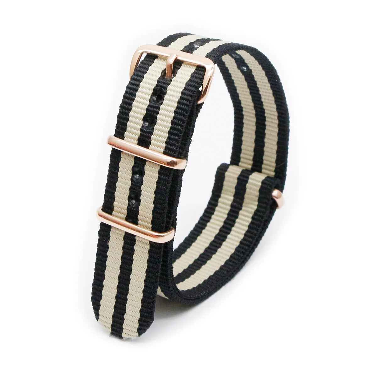 Luxury Nylon Watch Band Rose Gold Metal Buckle Durable Sweatproof
