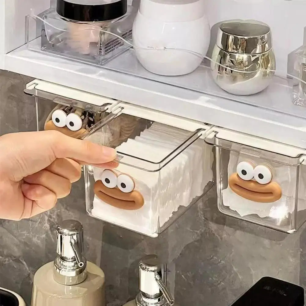 Transparent Bathroom Storage Box For Cotton Stick Makeup Cotton Pull-Out Storage Drawer Style Space Saving Cotton Pad Holder Qme