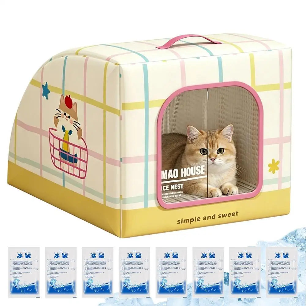 Insulated Cat House Insulated Portable Bed With Handle Indoor Cat House For Stray Pets Bedroom Living Room Balconies Courtyards Qme kitten L China Mainland