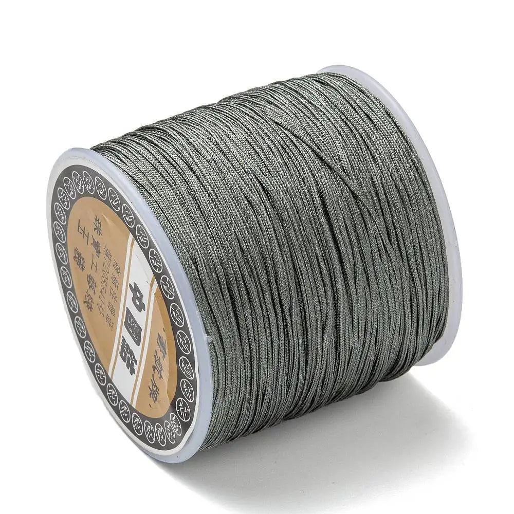 PandaHall 100m/Roll Nylon Thread Braided Chinese Knotting Cord for Jewelry Making, 0.8mm Hole String for DIY Bracelet Beading Qme Gray