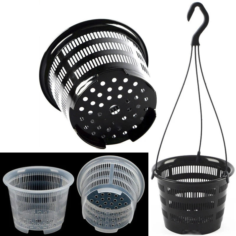 Potted Plant Flower Nursery Tray Basket Plastic Breathable Container Qme