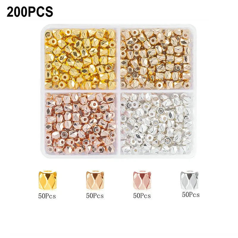 4Colors CCB Spacer Beads Kit in 6 Styles Assorted Round Star Gold Spacer Beads for Bracelet Necklace Making Jewelry DIY Craft Qme 5-200pcs