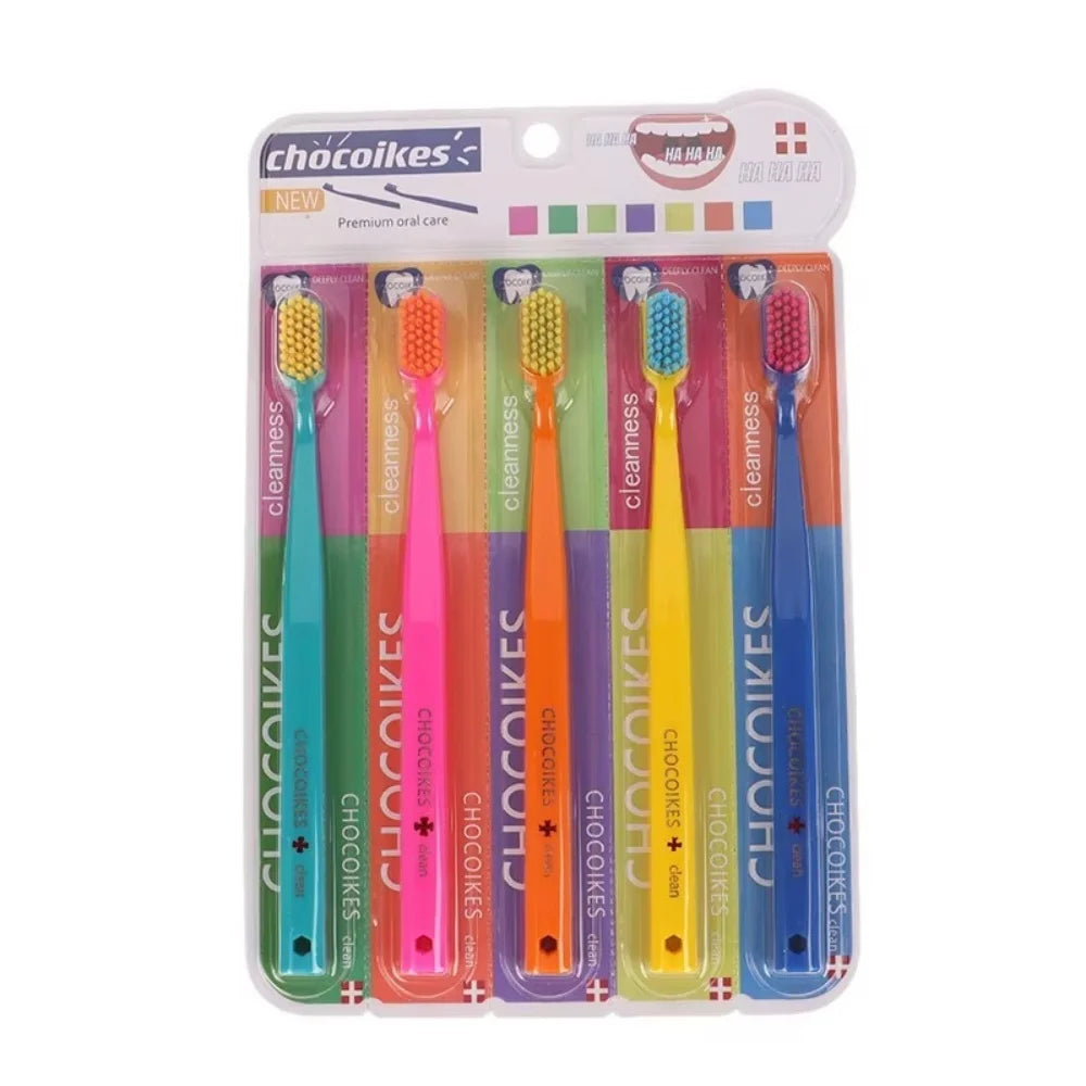 5pcs Ultra Soft Toothbrush Colored Men Women Adult Household Tooth Brush Orthodontic Teeth Brush Oral Hygiene for Sensitive Gum Qme 5pcs 1set