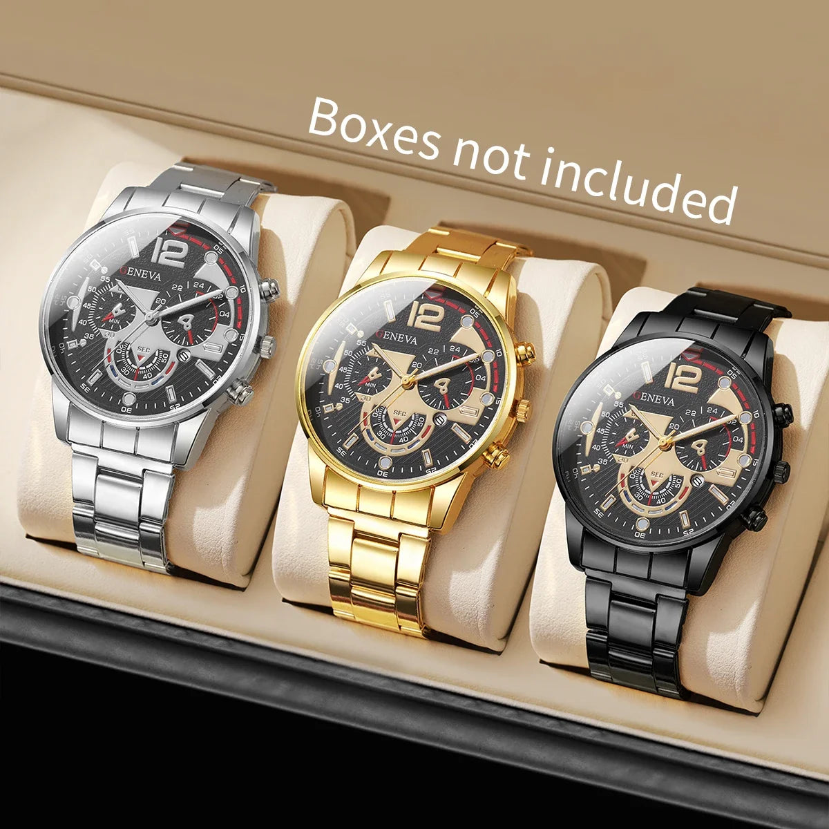 3 pc/set moda masculina relógios de negócios luxo homem quartzo relógio de pulso data reloj hombre (sem caixa) Qme