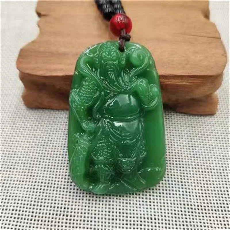 New Retro Buddha Imitation Green Jade Pendant Necklace Ethnic Religion Sweater Necklace Accessories Wholesale Qme